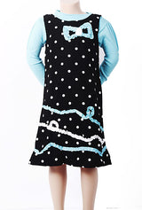 Black corduroy with ruffle trim shirt