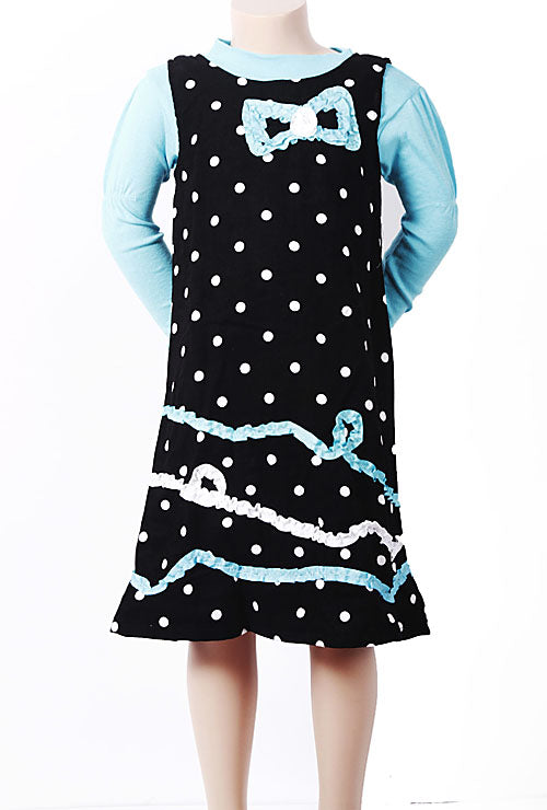 Black corduroy with ruffle trim shirt