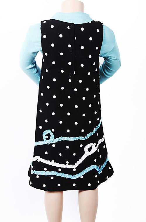 Black corduroy with ruffle trim shirt