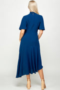 Thumbnail of Tie Mock Neck Stretch Cap Sleeve Sheath Midi Dress