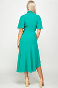 Thumbnail of Tie Mock Neck Cap Sleeve Sheath Midi Dress