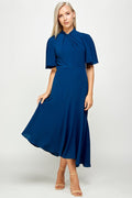 Thumbnail of Tie Mock Neck Cap Sleeve Sheath Midi Dress
