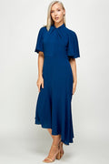 Thumbnail of Tie Mock Neck Cap Sleeve Sheath Midi Dress