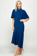 Thumbnail of Tie Mock Neck Cap Sleeve Sheath Midi Dress