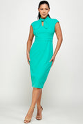 Thumbnail of Tie Mock Neck Cap Sleeve Sheath Midi Dress