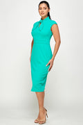 Thumbnail of Tie Mock Neck Cap Sleeve Sheath Midi Dress