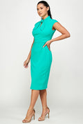 Thumbnail of Tie Mock Neck Cap Sleeve Sheath Midi Dress