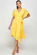 Thumbnail of Crepe Short Sleeve  Mock Neck Midi Stretch Dress