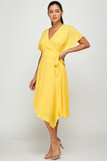 Thumbnail of Crepe Short Sleeve  Mock Neck Midi Stretch Dress