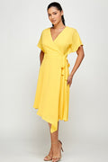 Thumbnail of Crepe Short Sleeve  Mock Neck Midi Stretch Dress