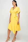 Thumbnail of Crepe Short Sleeve  Mock Neck Midi Stretch Dress