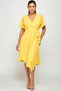 Thumbnail of Crepe Short Sleeve  Mock Neck Midi Stretch Dress