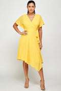 Thumbnail of Crepe Short Sleeve  Mock Neck Midi Stretch Dress