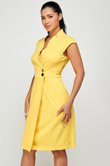 Sleeveless Surplice V Neck Faux Wrap Dress