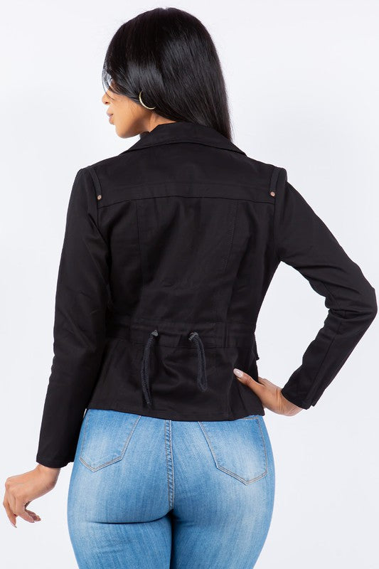 Casual Asymmetrical Long Sleeve Zip Up Jacket