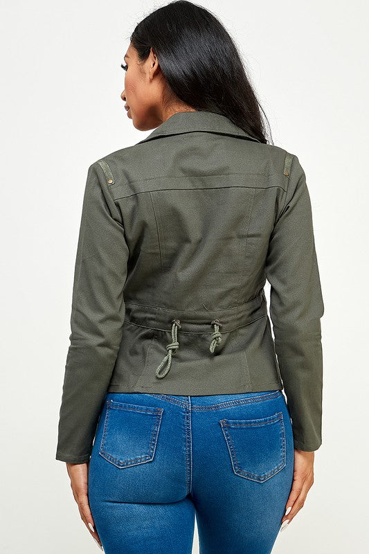 Casual Asymmetrical Long Sleeve Zip Up Jacket