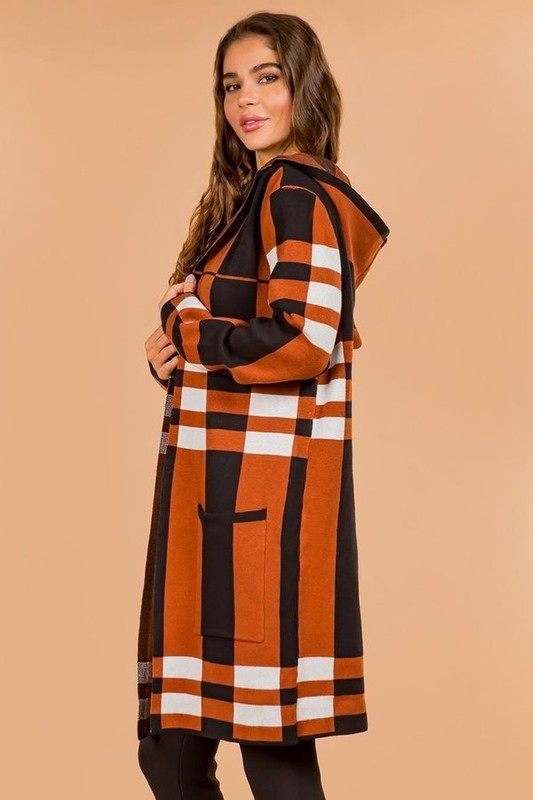 ADULT CHECKERED PRINT CARDIGAN