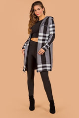 ADULT CHECKERED PRINT CARDIGAN
