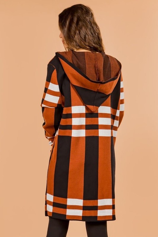 ADULT CHECKERED PRINT CARDIGAN