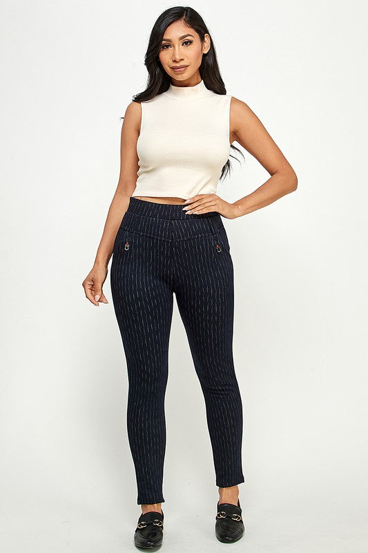 Denim look pants with with fur lined