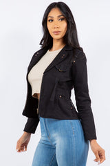 Casual Asymmetrical Long Sleeve Zip Up Jacket