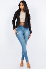 Casual Asymmetrical Long Sleeve Zip Up Jacket