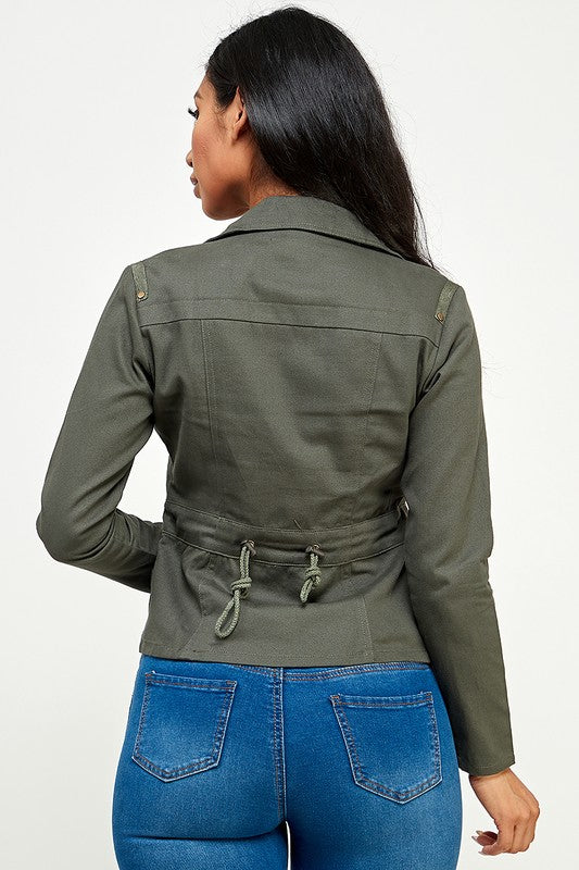 Casual Asymmetrical Long Sleeve Zip Up Jacket