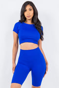 Thumbnail of TEXTURED SEAMLESS CROP TOP AND BIKER SHORT SET