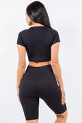 Thumbnail of TEXTURED SEAMLESS CROP TOP AND BIKER SHORT SET