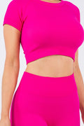 Thumbnail of TEXTURED SEAMLESS CROP TOP AND BIKER SHORT SET