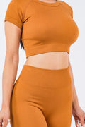 Thumbnail of TEXTURED SEAMLESS CROP TOP AND BIKER SHORT SET