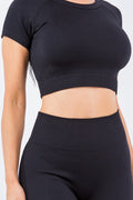 Thumbnail of TEXTURED SEAMLESS CROP TOP AND BIKER SHORT SET