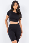 Thumbnail of TEXTURED SEAMLESS CROP TOP AND BIKER SHORT SET