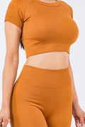 Thumbnail of TEXTURED SEAMLESS CROP TOP AND BIKER SHORT SET