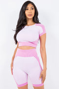 Thumbnail of TEXTURED CROP TOP SHORT SET