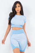 Thumbnail of TEXTURED CROP TOP SHORT SET