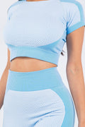 Thumbnail of TEXTURED CROP TOP SHORT SET