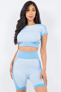 Thumbnail of TEXTURED CROP TOP SHORT SET