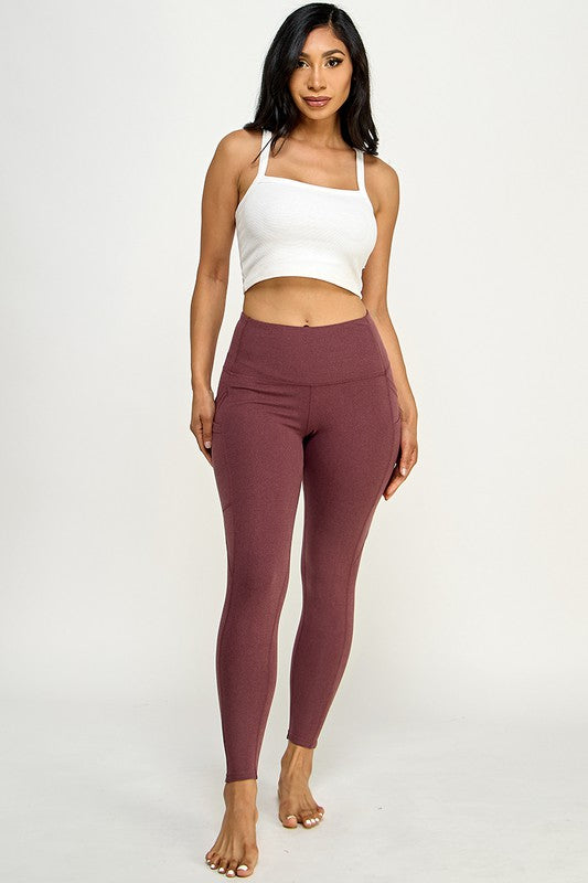 solid color yoga legging with Wide waist band