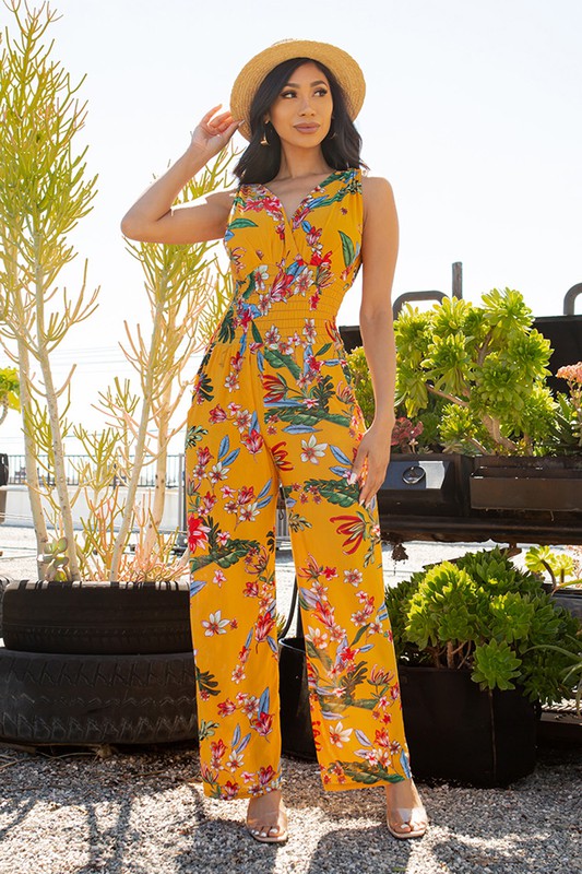 Surplice wide pants jumpsuit