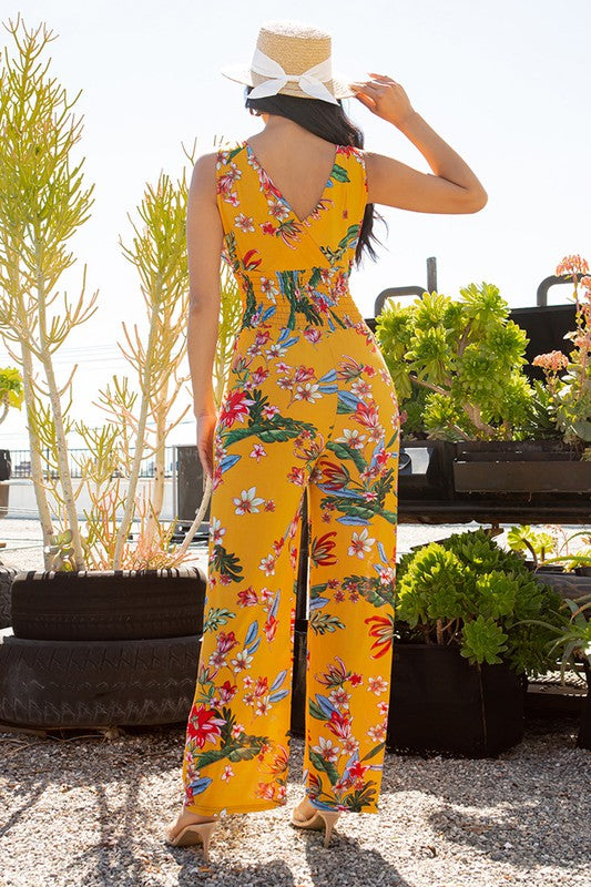 Surplice wide pants jumpsuit