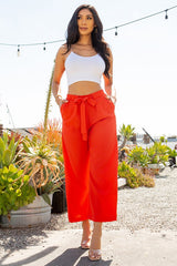 PANTALONES DE PIERNA ANCHA CON CINTURA LISA