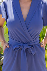TIE WAIST SURPLICE V-NECK JUMPSUIT