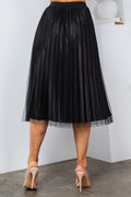 Thumbnail of SOLID PLEATED LONG SKIRT W/MESH OUTLAYER