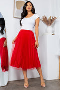 Thumbnail of SOLID PLEATED LONG SKIRT W/MESH OUTLAYER
