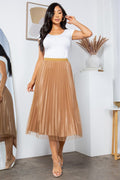 Thumbnail of SOLID PLEATED LONG SKIRT W/MESH OUTLAYER