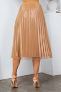 Thumbnail of SOLID PLEATED LONG SKIRT W/MESH OUTLAYER