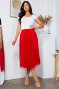 Thumbnail of SOLID PLEATED LONG SKIRT W/MESH OUTLAYER