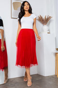 Thumbnail of SOLID PLEATED LONG SKIRT W/MESH OUTLAYER