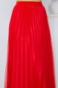 Thumbnail of SOLID PLEATED LONG SKIRT W/MESH OUTLAYER